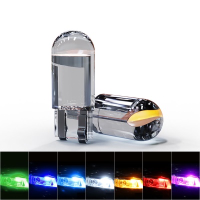 玻璃全透明LED车灯T10示宽灯COB汽车灯泡改装灯LED牌照灯插泡12V
