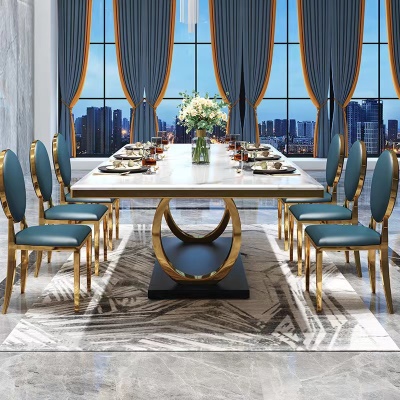 大理石餐桌简约现代港式长方形轻奢风餐台北欧家用会所餐桌椅组合