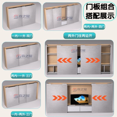 衣柜推拉门上下轨道外挂式电视柜缓冲移门导路轨平滑趟门五金配件